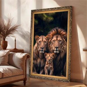 Quadro BIG - Leão, Leoa e Filhote