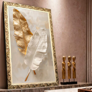 Quadro BIG - Folha Dourada e Branca