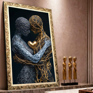 Quadro BIG - Casal Coração Dourado