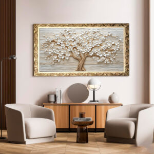 Quadro BIG - Arvore folhas Brancas