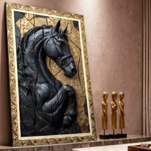 Quadro BIG - Cavalo Preto com Dourado