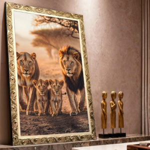 Quadro BIG - Leão, Leoa e Filhotes