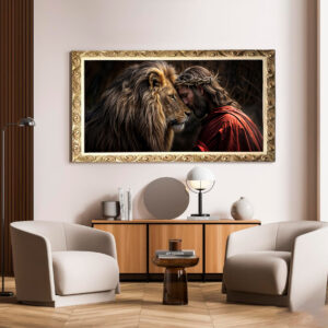 Quadro BIG - Jesus de frente com Leão