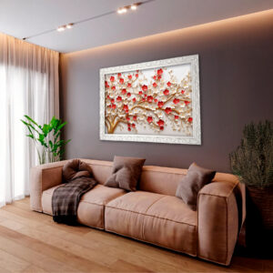 Quadro BIG - Árvore Flores brancas e Vermelhas