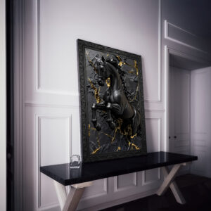 Quadro BIG - Cavalo Preto com Dourado